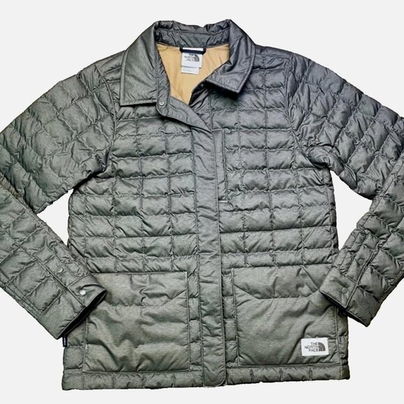 North Face Womens M Thermoball Eco Snap Puffer Puffy Jacket Coat Olive Green - Picture 4 of 9